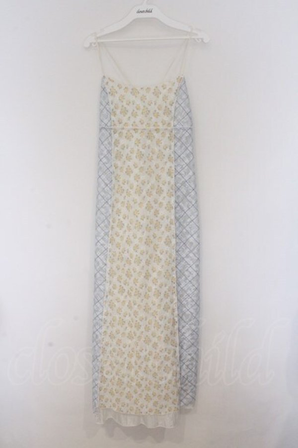 画像1: merry jenny / flower × check キャミワンピース  アイボリー×サックス×イエロー O-26-03-12-1014-LO-OP-IG-OS (1)