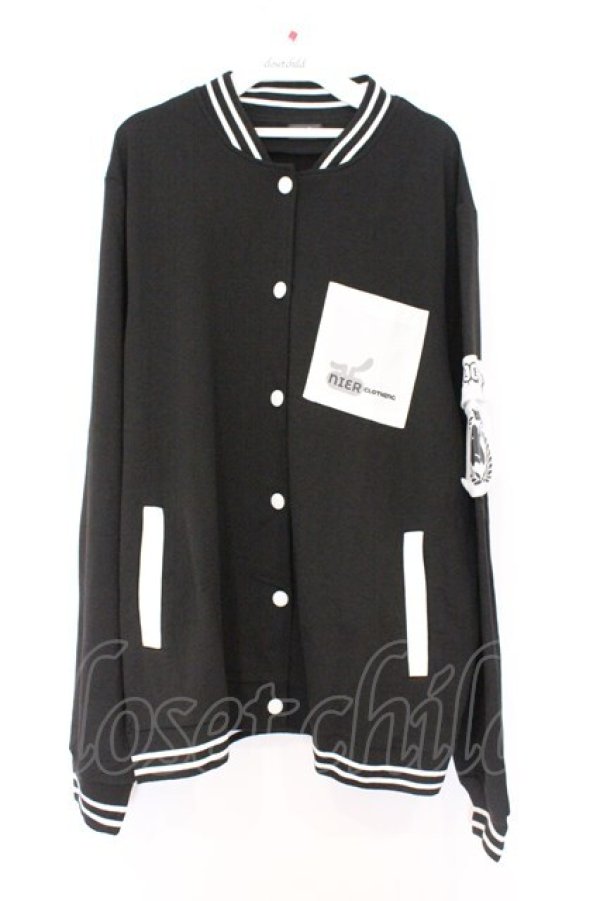 画像1: NieR Clothing / ポケットブルゾン風カーディガン  ブラック×ホワイト O-26-03-12-1027-PU-JA-IG-OS (1)