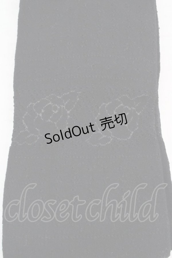 画像2: Emily Temple cute / ローズpt透かしオーバーニーソックス  クロ O-26-03-12-012-ET-ZA-OW-OS (2)