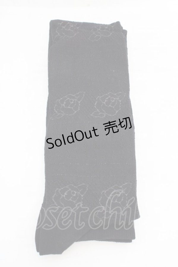 画像3: Emily Temple cute / ローズpt透かしオーバーニーソックス  クロ O-26-03-12-012-ET-ZA-OW-OS (3)