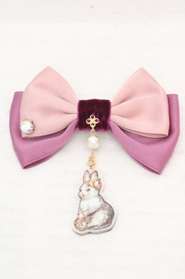 画像1: Enchantlic Enchantilly / うさぎリボンブローチ  ラベンダー O-26-03-12-019-LO-AC-OW-OS (1)