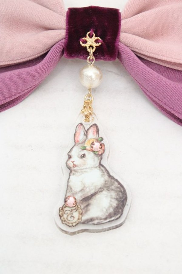 画像2: Enchantlic Enchantilly / うさぎリボンブローチ  ラベンダー O-26-03-12-019-LO-AC-OW-OS (2)