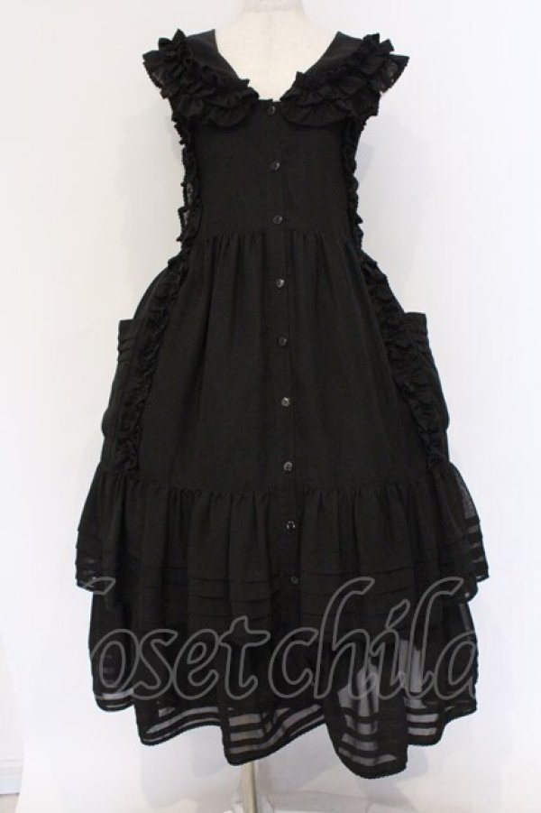 画像1: Physical Drop / シフォンミルフィーユフリルドレス  クロ O-26-03-13-001-LO-OP-OW-OS (1)