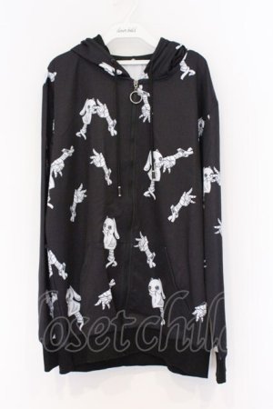 画像: NieR Clothing / 転写ZIPパーカー F ブラック×NieRちゃん総柄 O-26-03-13-036-PU-TO-OW-OS