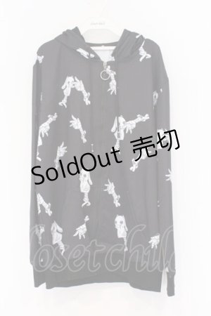 画像: NieR Clothing / 転写ZIPパーカー F ブラック×NieRちゃん総柄 O-26-03-13-036-PU-TO-OW-OS