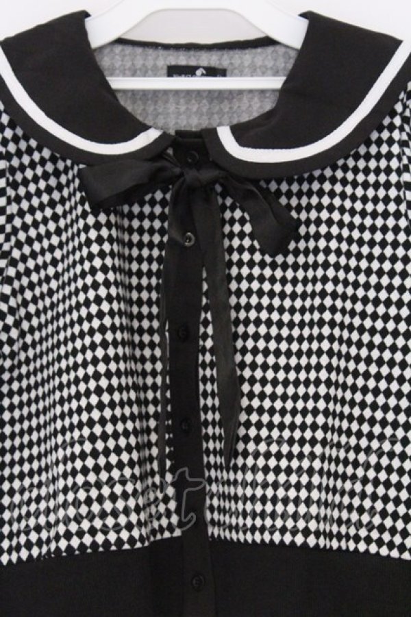 画像2: NieR Clothing / ダイヤ柄セーラーカーディガン F ブラック O-26-03-13-037-PU-TO-OW-OS (2)