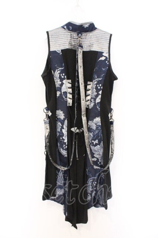 画像4: Qutie Frash / 後ろロングチャイナベスト  ネイビー×シルバー O-26-03-13-003-QU-TO-OW-OS (4)