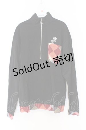 画像: NieR Clothing / 胸ポケットハーフZIPプルオーバー F ブラック×アーガイル O-26-03-13-047-PU-TO-OW-OS