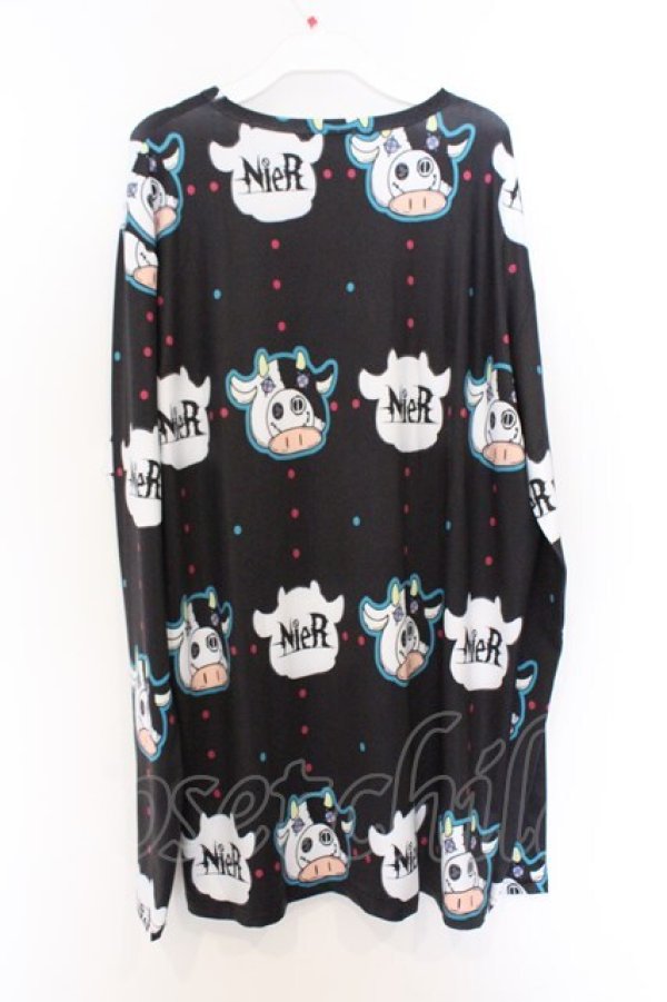 画像3: NieR Clothing / 総柄転写カットソー F ブラック牛柄 O-26-03-13-050-PU-TO-OW-OS (3)