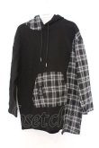 画像1: NieR Clothing / チェック切替パーカー F ブラック O-26-03-13-052-PU-TO-OW-OS (1)