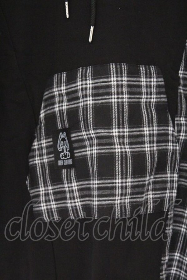 画像2: NieR Clothing / チェック切替パーカー F ブラック O-26-03-13-052-PU-TO-OW-OS (2)