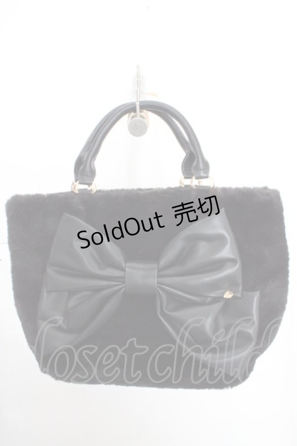 画像1: axes femme / リボンデザインファーバッグ  クロ O-26-03-13-1037-AX-BG-OW-OS (1)