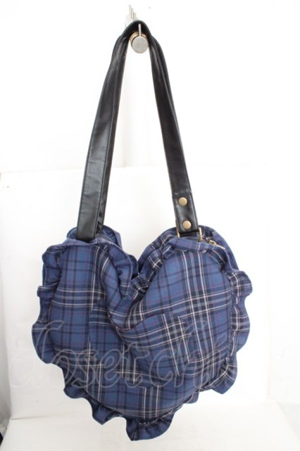 画像2: axes femme / タータンチェックハートバッグ  ブルー O-26-03-13-1038-AX-BG-OW-OS (2)