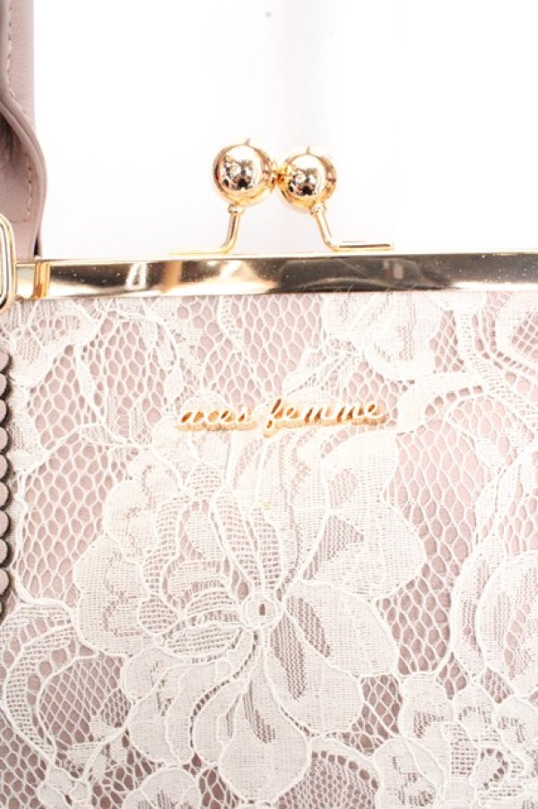 画像2: axes femme / レース重ねがま口ボストン  ピンク O-26-03-13-1039-AX-BG-OW-OS (2)