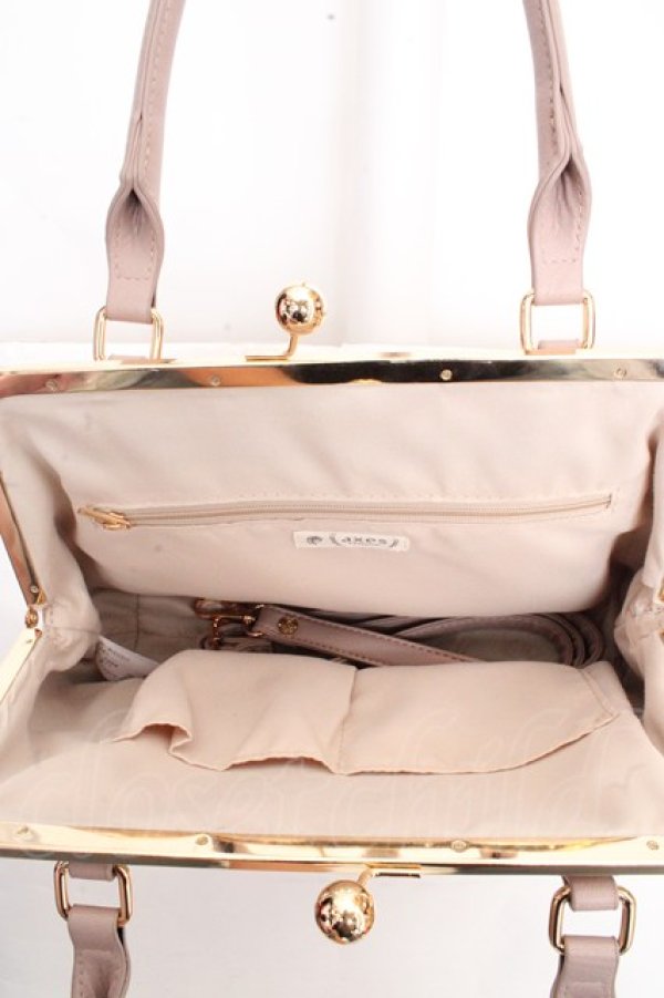 画像3: axes femme / レース重ねがま口ボストン  ピンク O-26-03-13-1039-AX-BG-OW-OS (3)