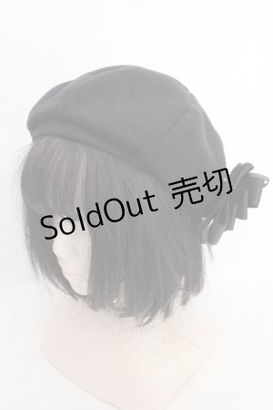 画像: axes femme / 巻きバラリボンブローチ付きベレー 57.5cm クロ O-26-03-13-1041-AX-AC-OW-OS