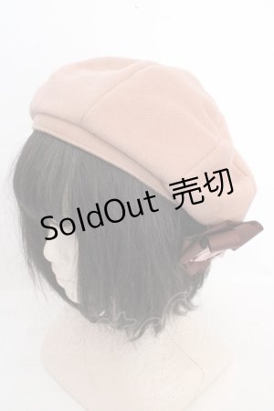 画像: axes femme / 巻きバラリボンブローチ付きベレー 57.5cm キャメル O-26-03-13-1042-AX-AC-OW-OS