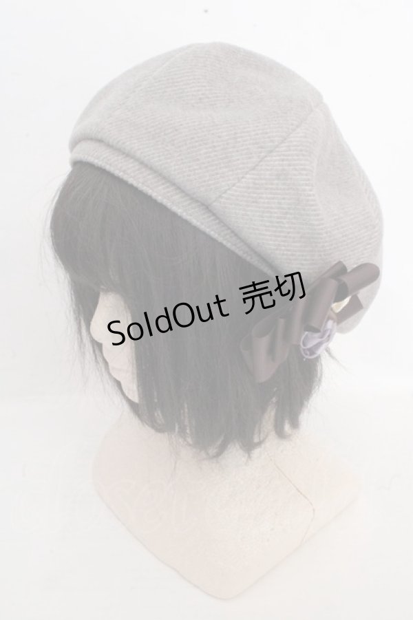 画像1: axes femme / 巻きバラリボンブローチ付きベレー 57.5cm グレー O-26-03-13-1043-AX-AC-OW-OS (1)