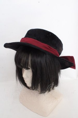 画像: axes femme / 配色リボンベロアハット 57.5cm クロ×ワイン O-26-03-13-1046-AX-AC-OW-OS