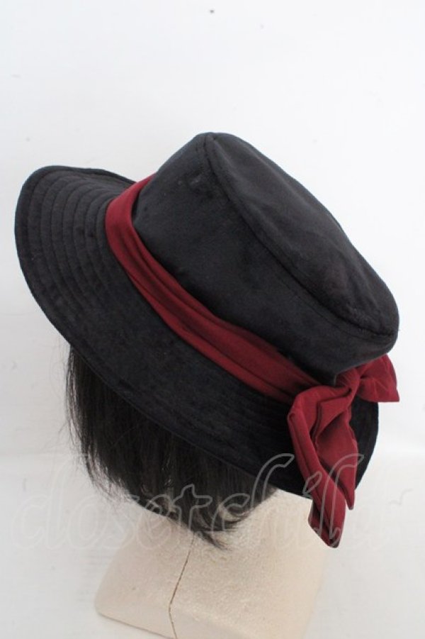 画像3: axes femme / 配色リボンベロアハット 57.5cm クロ×ワイン O-26-03-13-1046-AX-AC-OW-OS (3)