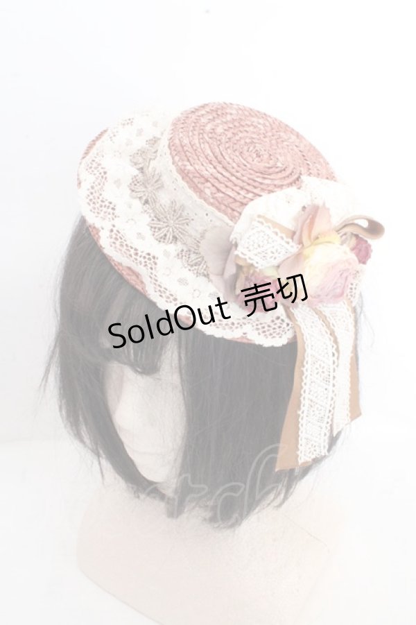 画像1: corgi-corgi / コサージュ＆コットンレースストローミニハット  ブラウン O-26-03-13-1006-GO-AC-OW-OS (1)