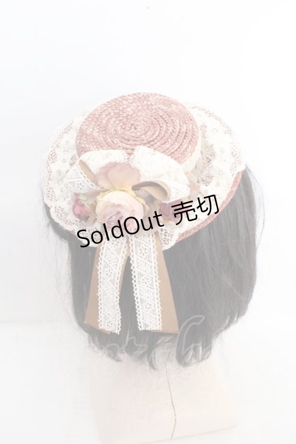 画像2: corgi-corgi / コサージュ＆コットンレースストローミニハット  ブラウン O-26-03-13-1006-GO-AC-OW-OS (2)