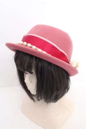 画像: axes femme POETIQUE / パールボーラーハット 56-58cm ピンク O-26-03-13-1008-AX-AC-IG-OS