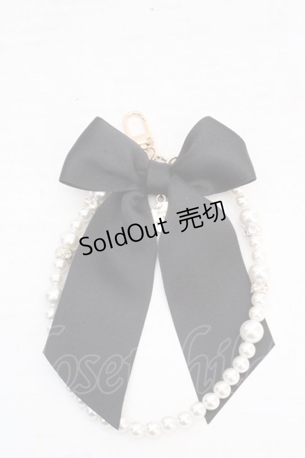 画像1: Maison de FLEUR / ラインストーンパールストラップ  クロ O-26-03-13-1024-LO-ZA-OW-OS (1)