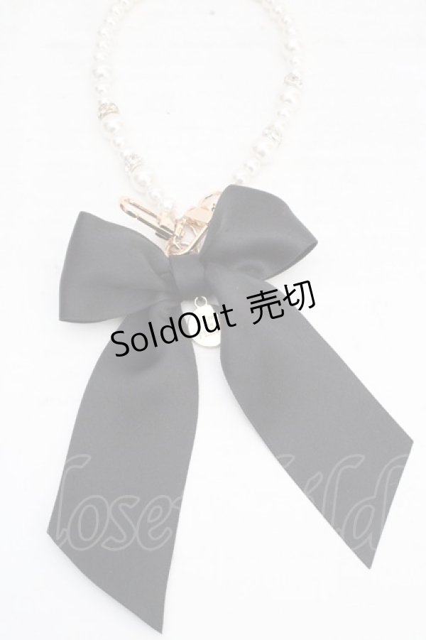 画像2: Maison de FLEUR / ラインストーンパールストラップ  クロ O-26-03-13-1024-LO-ZA-OW-OS (2)