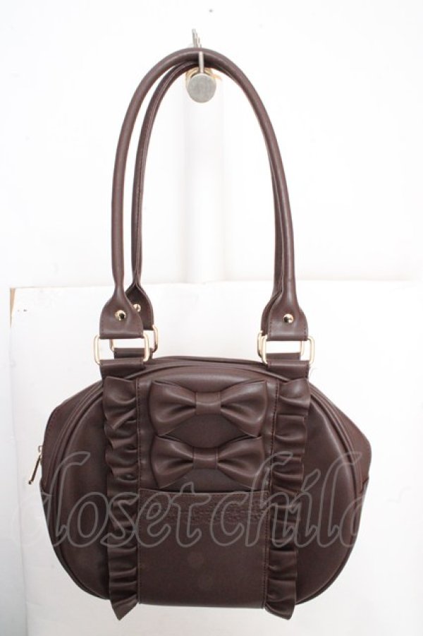 画像1: axes femme kawaii / ツインリボンラウンドバッグ  ブラウン O-26-03-13-1030-AX-BG-OW-OS (1)