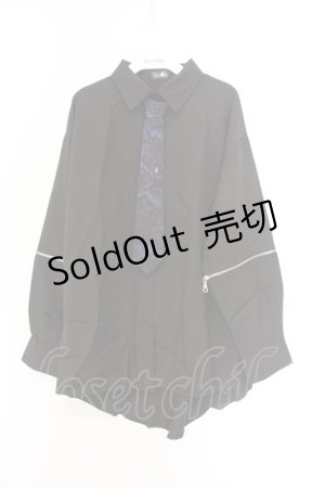 画像: NieR Clothing / ARM ZIP付き2WAY LONG SHIRT　シャツ F ブラック×パープル O-26-03-13-066-PU-BL-OW-OS
