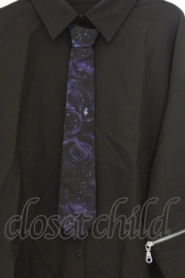 画像2: NieR Clothing / ARM ZIP付き2WAY LONG SHIRT　シャツ F ブラック×パープル O-26-03-13-066-PU-BL-OW-OS (2)