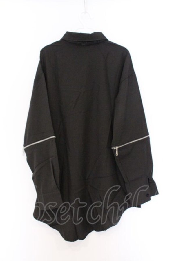 画像3: NieR Clothing / ARM ZIP付き2WAY LONG SHIRT　シャツ F ブラック×パープル O-26-03-13-066-PU-BL-OW-OS (3)