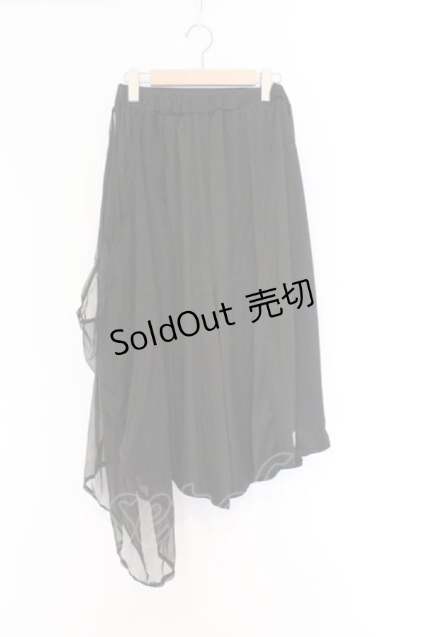 画像1: NieR Clothing / シフォン切替ワイドパンツ F ブラック O-26-03-13-007-PU-PA-OW-OS (1)