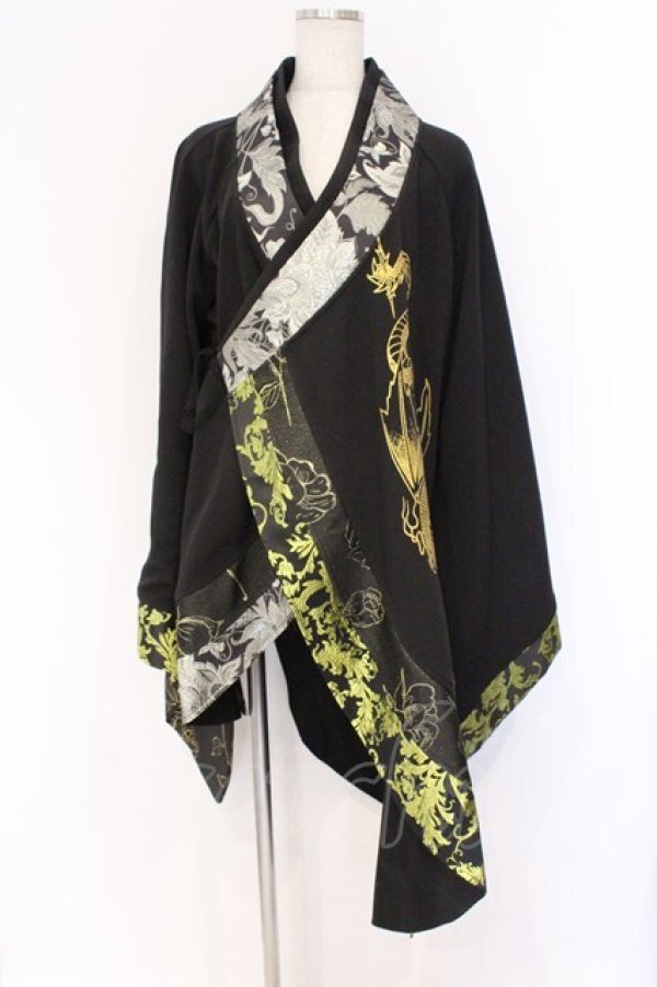 画像1: Qutie Frash / アシメ着物カーデ  ブラック O-26-03-13-002-QU-JA-OW-OS (1)