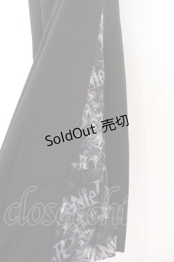 画像2: NieR Clothing / サイド柄切替ワイドパンツ F ブラック×ロゴプリント O-26-03-13-015-PU-PA-OW-OS (2)