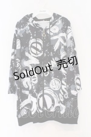 画像: NieR Clothing / 転写ZIPパーカー F ブラック×ロゴ O-26-03-13-031-PU-TO-OW-OS