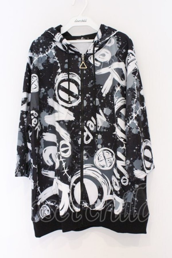 画像1: NieR Clothing / 転写ZIPパーカー F ブラック×ロゴ O-26-03-13-031-PU-TO-OW-OS (1)