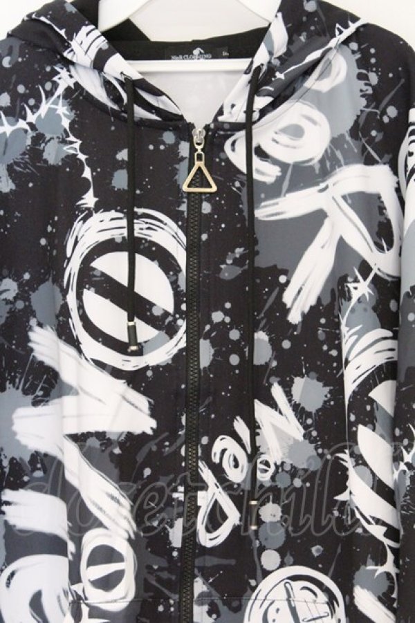 画像2: NieR Clothing / 転写ZIPパーカー F ブラック×ロゴ O-26-03-13-031-PU-TO-OW-OS (2)