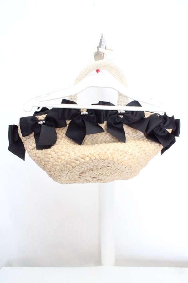 画像3: axes femme / リボン使いカゴバッグ  ナチュラル×クロ O-26-03-14-029-AX-BG-OW-OS (3)