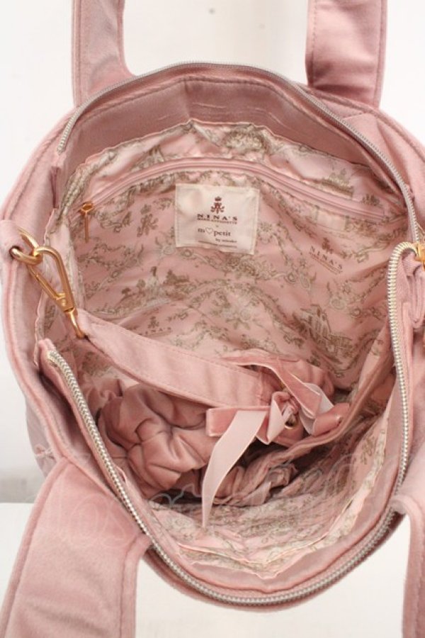 画像4: m petit by misako / NINA'Sコラボベロアリボン2wayバッグ  ピンク O-26-03-14-038-LO-BG-OW-OS (4)