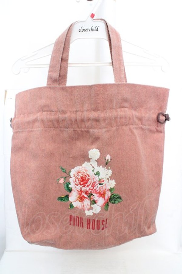 画像1: PINK HOUSE / ローズプリントキャンバスバッグ  ピンク O-26-03-14-005-LO-BG-IG-OS (1)
