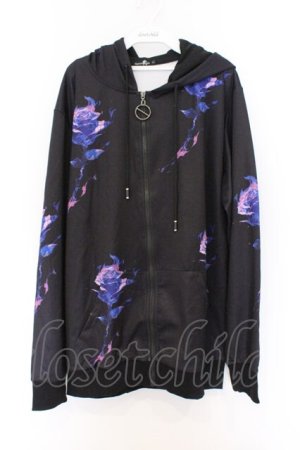 画像: NieR Clothing / 転写ZIPパーカー  ブラック ローズブルー O-26-03-14-1037-PU-TO-IG-OS