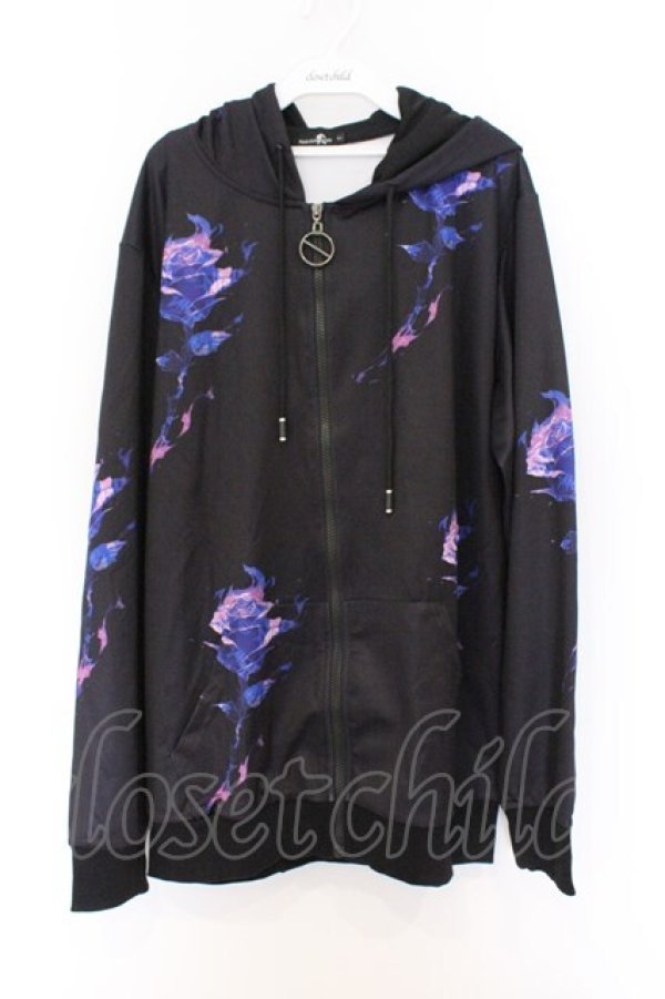 画像1: NieR Clothing / 転写ZIPパーカー  ブラック ローズブルー O-26-03-14-1037-PU-TO-IG-OS (1)