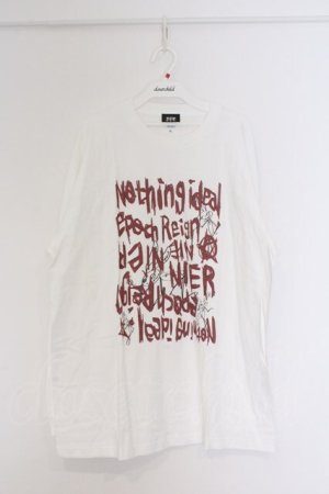 画像: NieR Clothing / 総柄転写カットソー XL ホワイト 英字ロゴレッド O-26-03-14-1005-PU-TO-IG-OS