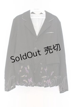 画像: h.naoto Blood / バタフライ刺繍プリーツジャケット  ブラック×パープル O-26-03-14-1049-HN-JA-IG-OS