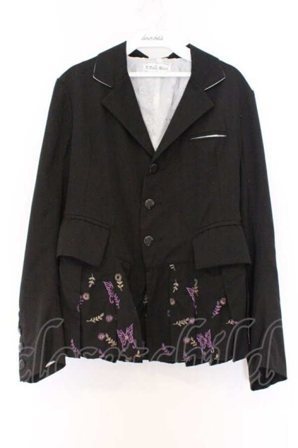 画像1: h.naoto Blood / バタフライ刺繍プリーツジャケット  ブラック×パープル O-26-03-14-1049-HN-JA-IG-OS (1)