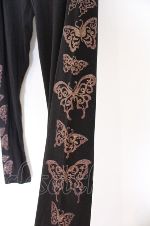 画像2: ALGONQUINS / バタフライプリントレギンス  ブラック×ブラウン O-26-03-14-1051-AL-PA-IG-OS (2)