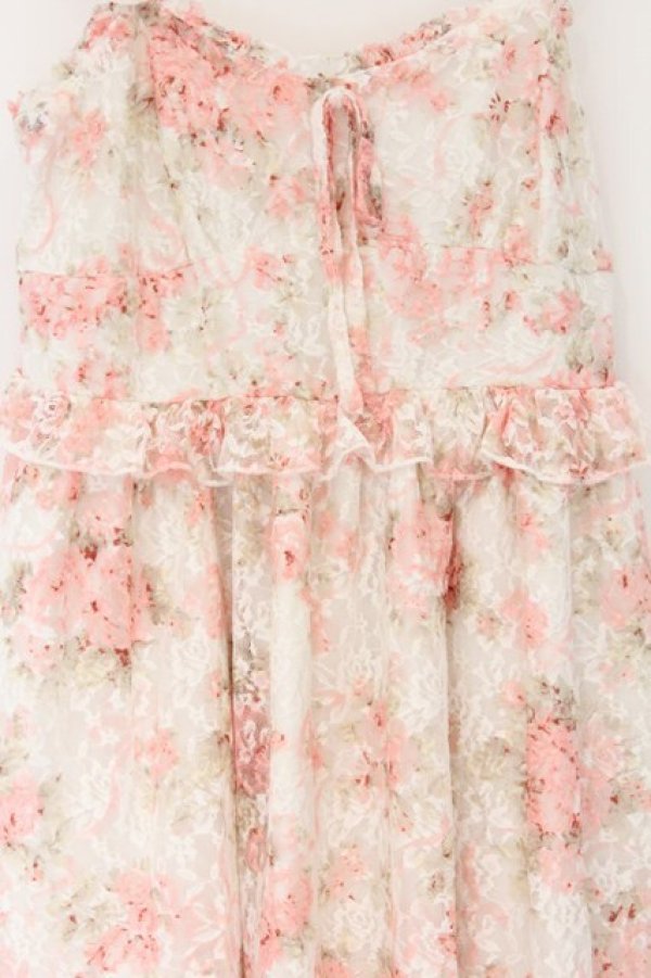 画像2: LIZ LISA / レース花がらキャミワンピース  オフシロ×ピンク O-26-03-14-1054-LO-OP-IG-OS (2)