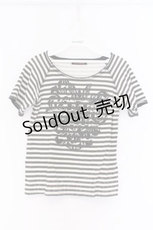 画像: ALGONQUINS / プリントボーダーTシャツ  ホワイト×ブラック O-26-03-14-1057-AL-TS-IG-OS